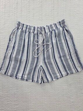 beachlunchlounge White and Navy Striped Athletic Shorts